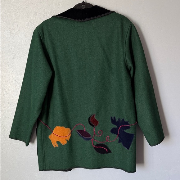 Cindy Ourings Designs Womens Wool Embroidered Yellowstone Fall Nature Overcoat M - Picture 11 of 15